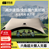 探险者（TAN XIAN ZHE）天幕帐篷户外露营车载便携六角防晒速开懒人天幕野营遮光遮阳棚 【两步速搭 无风绳】黑胶懒人天幕36㎡