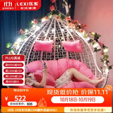 乐系（LEXI） 吊椅双人鸟巢秋千吊篮家用室内阳台吊兰户外吊床藤椅摇篮椅躺椅 【橡胶木】双人白色细藤特大号 静音款