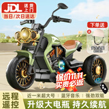 贝趣儿童电动车摩托车1-3-6岁宝宝玩具男孩小孩玩具车可坐人警车 大号复古绿【遥控+双驱+蓝牙音乐灯光+礼包】 2-4-5岁小朋友三轮车外出车周岁生日礼物