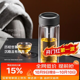 万象（WANXIANG）双层玻璃杯经典皮纹V21RL商务办公礼盒泡茶杯480ML大容量家用水杯