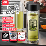领臣（LINGCHEN）茶杯男士专用磁吸茶水分离耐高温行政领导杯双层玻璃磁弹泡茶杯