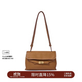 DISSONA迪桑娜女包牛皮单肩包斜挎包小方包 礼物 棕色