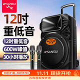山水（SANSUI）A12-66 12吋广场舞音响 户外音响卡拉ok重低音蓝牙音响 便携式K歌移动舞台拉杆音箱大功率扩音器 旗舰版（12寸重低音+双麦）