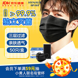 海氏海诺一次性医用外科口罩灭菌级医用独立包装黑色鼻炎口罩防晒防尘50只