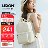 乐上（LEXON）双肩包15英寸笔记本电脑包防泼水背包男女休闲学生情侣书包米白色