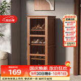 安尔雅新中式鞋柜门口简易鞋架家用收纳透气大容量多层玄关柜 单门款