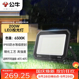 公牛（BULL）LED投光灯户外庭院工厂园林灯露营灯 IP65防水等级200W-6500K白光