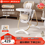 哈卡达婴儿餐椅儿童多功能宝宝儿童餐椅可折叠便携式吃饭桌座椅可调节 升级款-星空白Pro