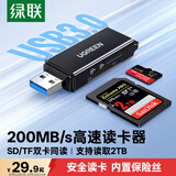 绿联USB3.0高速读卡器 多功能SD/TF二合一 支持电脑单反相机行车记录仪安防监控存储内存卡多卡多读