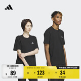 adidas情侣休闲纯棉上衣圆领正肩短袖T恤男女阿迪达斯轻运动   黑色   L