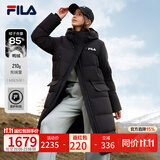 斐乐蓬蓬羽绒服|FILA防泼水中长款羽绒外套冬季保暖女装上衣 正黑色-BK M 165/84A/M