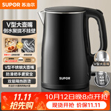 苏泊尔（SUPOR）电水壶烧水壶 304不锈钢电热水壶1.5L小容量 双层防烫全钢无缝开水壶 SW-15T83A