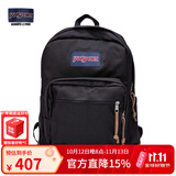 JANSPORT杰斯伯双肩包新款女男暮光复古学生书包旅行包商务通勤电脑包皮革 4QVA008 黑色-侧袋+隔层