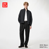 优衣库打褶宽松长裤男装休闲裤裤子487220 09 黑色 XL