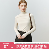 范思蓝恩22FS4378亲肤软糯半高领修身打底衫女秋冬内搭长袖针织衫 米杏色 M