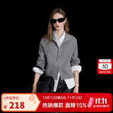 三彩2025冬季新款【抗起球】翻领插肩袖开衫宽松针织衫休闲简约M 岩灰 S 155/80A