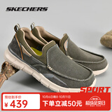 斯凯奇（Skechers）男鞋商务休闲鞋舒适一脚蹬轻便舒适时尚春季款复古帆布鞋
