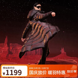 坦博尔鹅绒黑金羽绒服女长款收腰连帽加厚保暖外套TD236890 黑色 160 