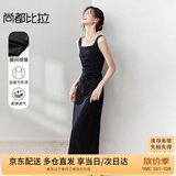 尚都比拉法式高级感连衣裙女秋季赫本风长款气质A字裙抽褶收腰显瘦背带裙