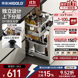悍高（HIGOLD）拉篮304不锈钢厨房橱柜双层调味篮带阻尼导轨 400柜2层-PDL系列调味篮