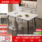全友（QUANU）家居现代简约风餐桌岩板台面一桌四椅轻奢高级感吃饭桌椅子长条桌 【汉白玉|亮光岩板】1.2m餐桌+幻影·软包椅*4 食品级岩板+三重承托+双层台面+碳钢框架