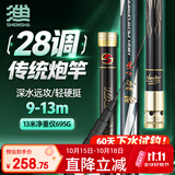 神鲨13米翠神本流炮竿28调超轻超硬传统钓手竿鱼竿草洞钓竿鱼杆渔具