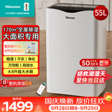 海信（Hisense）除湿机55升/天170㎡回南天抽湿机APP智控家用干衣除湿器别墅地下室复式仓库吸湿器大面积CF55BD/XW