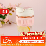 乐扣乐扣（LOCK&LOCK）咖啡杯耐热玻璃水杯子男女学生便携式双饮吸管杯随手杯500ML粉色