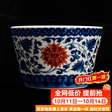 容山堂古脂青花釉里红茶杯陶瓷仿古主人杯鸡缸杯品茗杯个人单杯高档茶具 复古青花釉里红缠枝莲-直壁杯