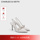 CHARLES&KEITH缎面蝴蝶结尖头高跟凉鞋女生日礼物送女友CK1-60361556 Light Grey浅灰色 37