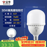 公牛（BULL）LED灯泡高亮柱形灯厂房车间商超食堂 30W球泡白光6500KE27螺口