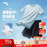 安踏（ANTA）防走光速干运动套装丨女2026夏季新款体考专用跑步短袖透气短裤 【防走光速干A款】梦影蓝/基础黑 [店长推荐] S/女160