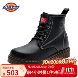 Dickies马丁靴男靴秋冬百搭靴子男高帮黑色皮靴加绒英伦短靴厚底工装鞋子 黑色S28（男款） 42 【偏大一码，适合运动鞋43】