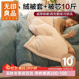 无印良品牛奶绒可拆洗加厚冬季被子 被芯被套二合一 总重10斤 200*230cm蓝