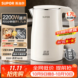 苏泊尔（SUPOR）电水壶烧水壶 1.7L大容量热水壶 家用电热水壶 双层防烫304不锈钢速沸开水壶 SW-17J81A
