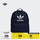 adidas休闲日常通勤运动双肩背包学生书包开学男女阿迪达斯三叶草   深靛蓝   NS(均码)