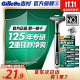 吉列威锋2 1刀架6刀头 2层刀片 手动式剃刮胡须刀 生日礼物便携男士 京东自营旗舰