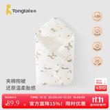 童泰（TONGTAI）婴儿包被新生儿抱被秋冬夹棉0-6月初生宝宝加厚纯棉满月百天抱毯 绿色小兔【秋冬款/10A抗菌 推荐室温0-15℃】 90x90cm