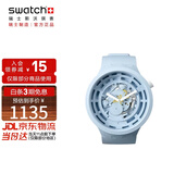 斯沃琪（Swatch）瑞士手表 陶瓷腕表BIG BOLD系列潮流男女石英表开学礼物 天清蓝