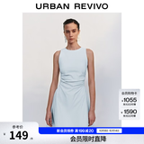 UR春季新款女摩登气质褶皱收腰显瘦无袖连衣裙UYY750030 淡蓝 XL