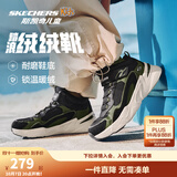 Skechers斯凯奇儿童秋冬休闲男女童二棉鞋轻质加绒保暖靴405222L/302583L 男童/黑色/绿色/BKGR 34