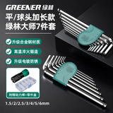 绿林（GREENER）【绿林大师】系列内六角扳手套装家用六菱平球头SCNIM+高硬度材质