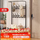 安尔雅 衣帽架鞋架落地金属挂衣架现代简约铁艺衣服架子家用置物架 80黑