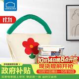 乐扣乐扣（LOCK&LOCK）清新玻璃保鲜盒微波饭盒三件套(630ml*2+便当包)LNG428S602白色