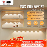 公牛（BULL）感应猫眼橱柜灯磁吸充电山丘光效展柜玄关氛围小夜灯 银26cm三色
