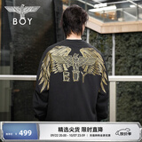 BOY LONDON【孔雀之翎】秋季宽松圆领情侣款纯棉刺绣卫衣N03009 金色 L