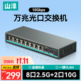 山泽 2.5G交换机 8口2.5G双10G万兆SFP光口 企业监控网络钢壳交换器分流器 猫棒光猫NAS适用 SZ-TK0802