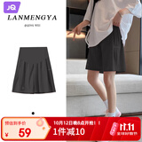 婧麒（JOYNCLEON）孕妇裤夏季外穿短裤安全裤阔腿西装裤大码打底裤 黑 XL jyk179089