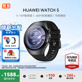 华为（HUAWEI）手表WATCH 5【咨询享优惠】智能运动健康eSIM独立通话血氧体温监测风险评估送男女士朋友礼物4Pro 46mm苍穹黑丨黑色氟橡胶表带【皮表带+贴膜】