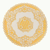 咖恩  烫金色杯垫西餐垫烟灰缸垫花盆垫花瓶隔热镂空ktv杯垫pvc碗垫家用托盘垫布圆形欧式银色长方形 金色16cm圆B 2张